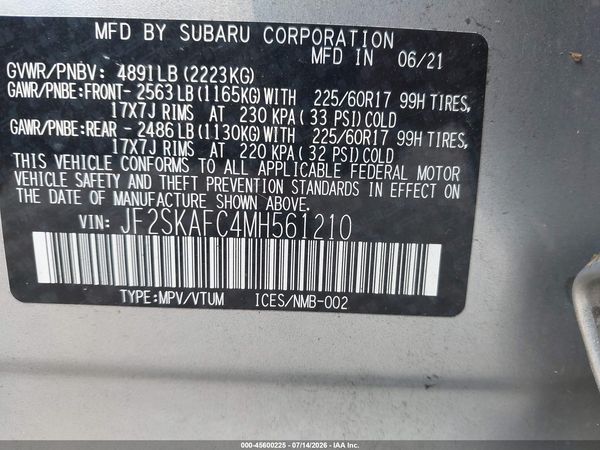 2021 SUBARU FORESTER PREMIUM — I9