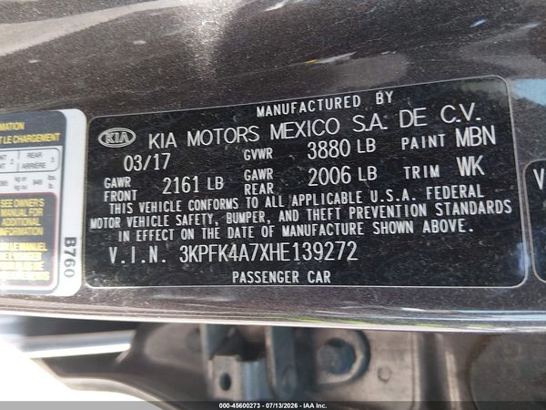 2017 KIA FORTE LX