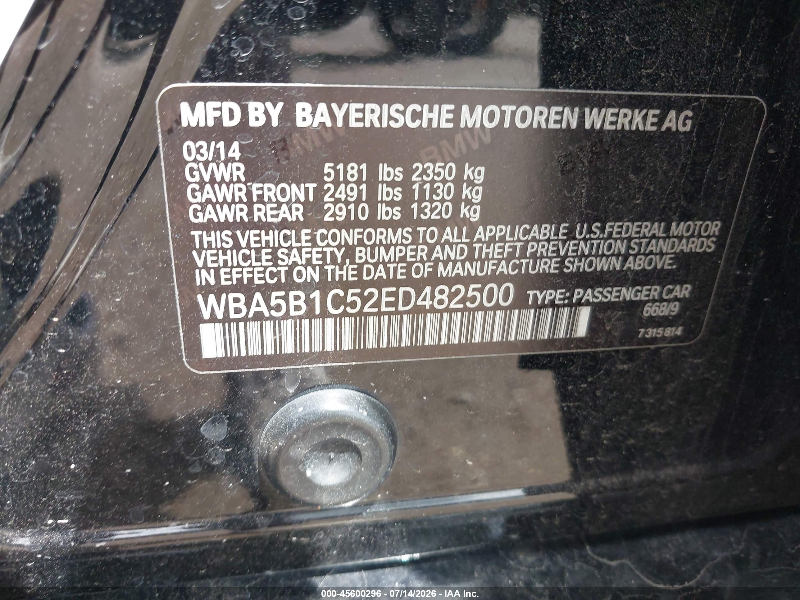 2014 BMW 535I