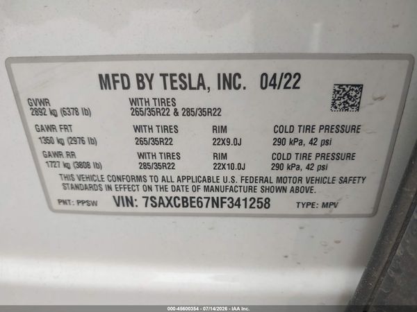 2022 TESLA MODEL X