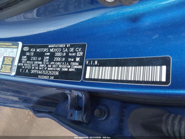 2018 KIA FORTE LX