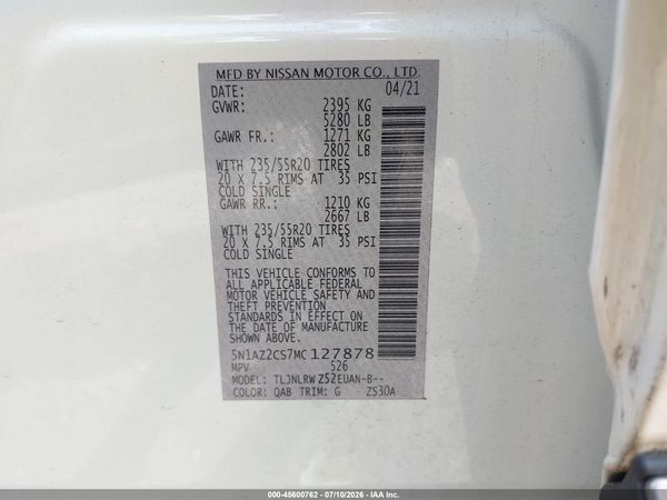 2021 NISSAN MURANO SL INTELLIGENT AWD — I9