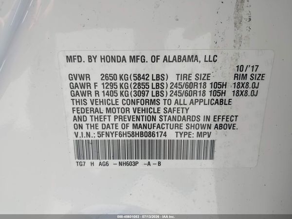 2017 HONDA PILOT EX-L