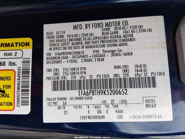 2019 FORD MUSTANG ECOBOOST