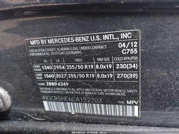 2012 MERCEDES-BENZ R 350 4MATIC