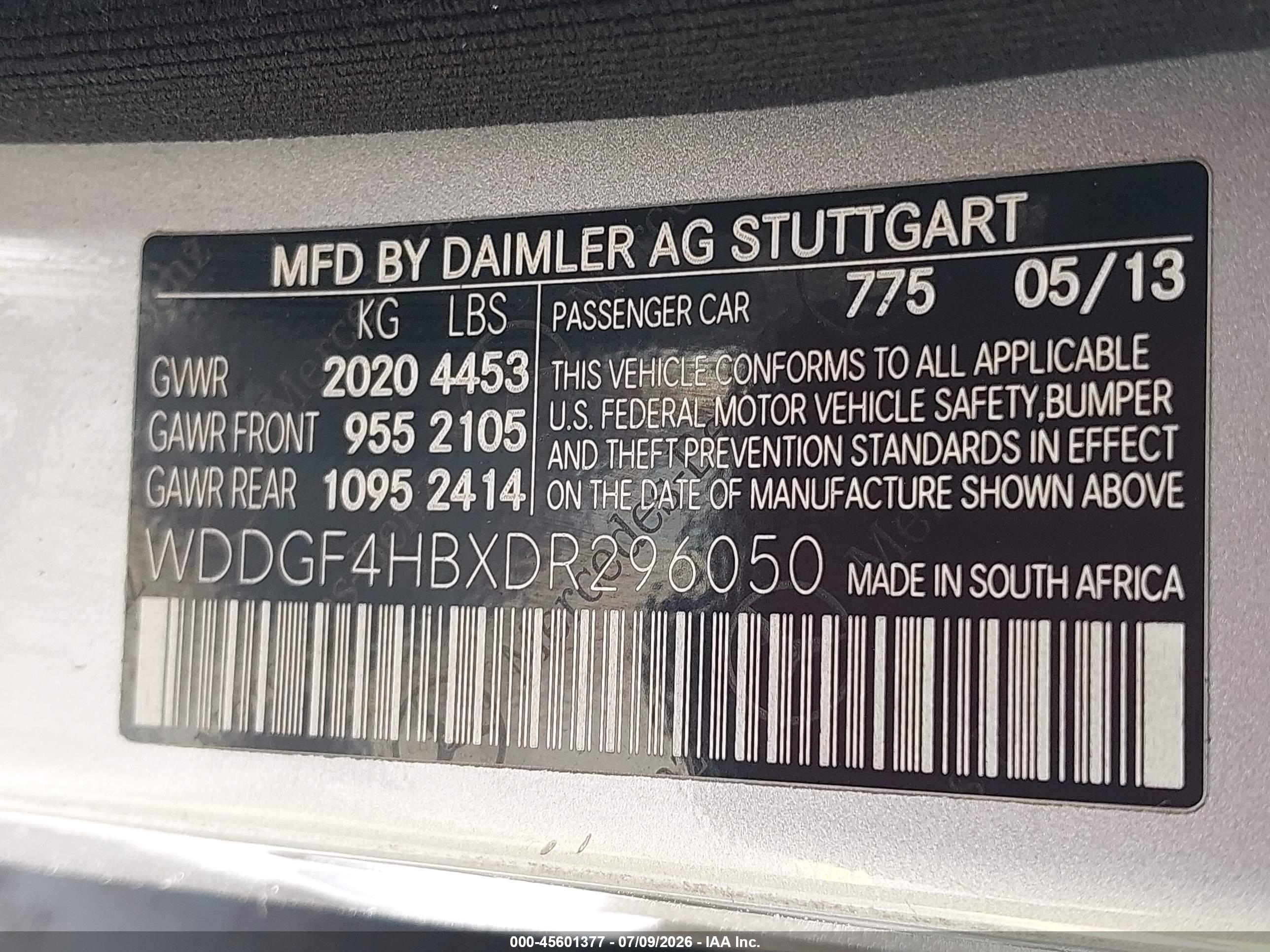 2013 MERCEDES-BENZ C 250 SPORT