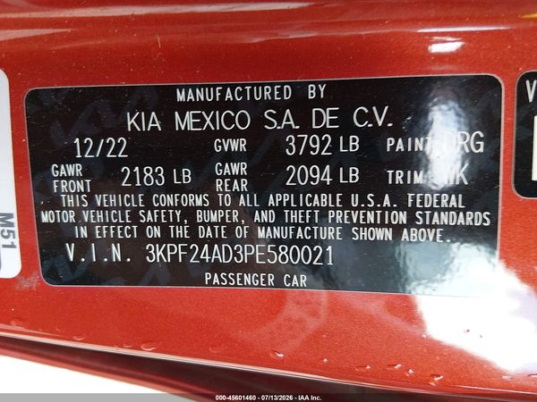 2023 KIA FORTE LXS