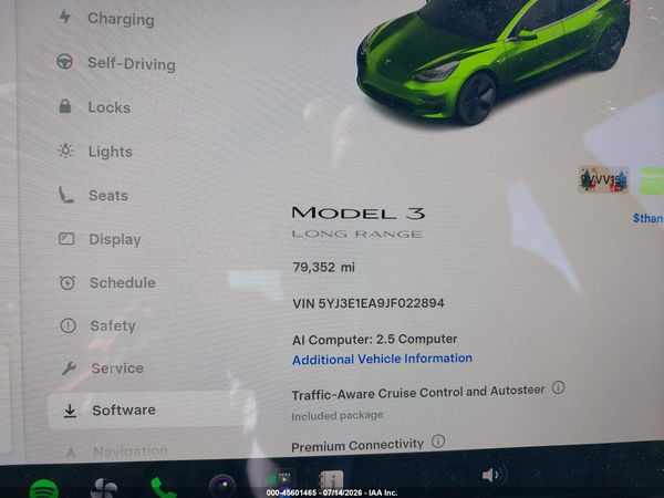 2018 TESLA MODEL 3 LONG RANGE/MID RANGE