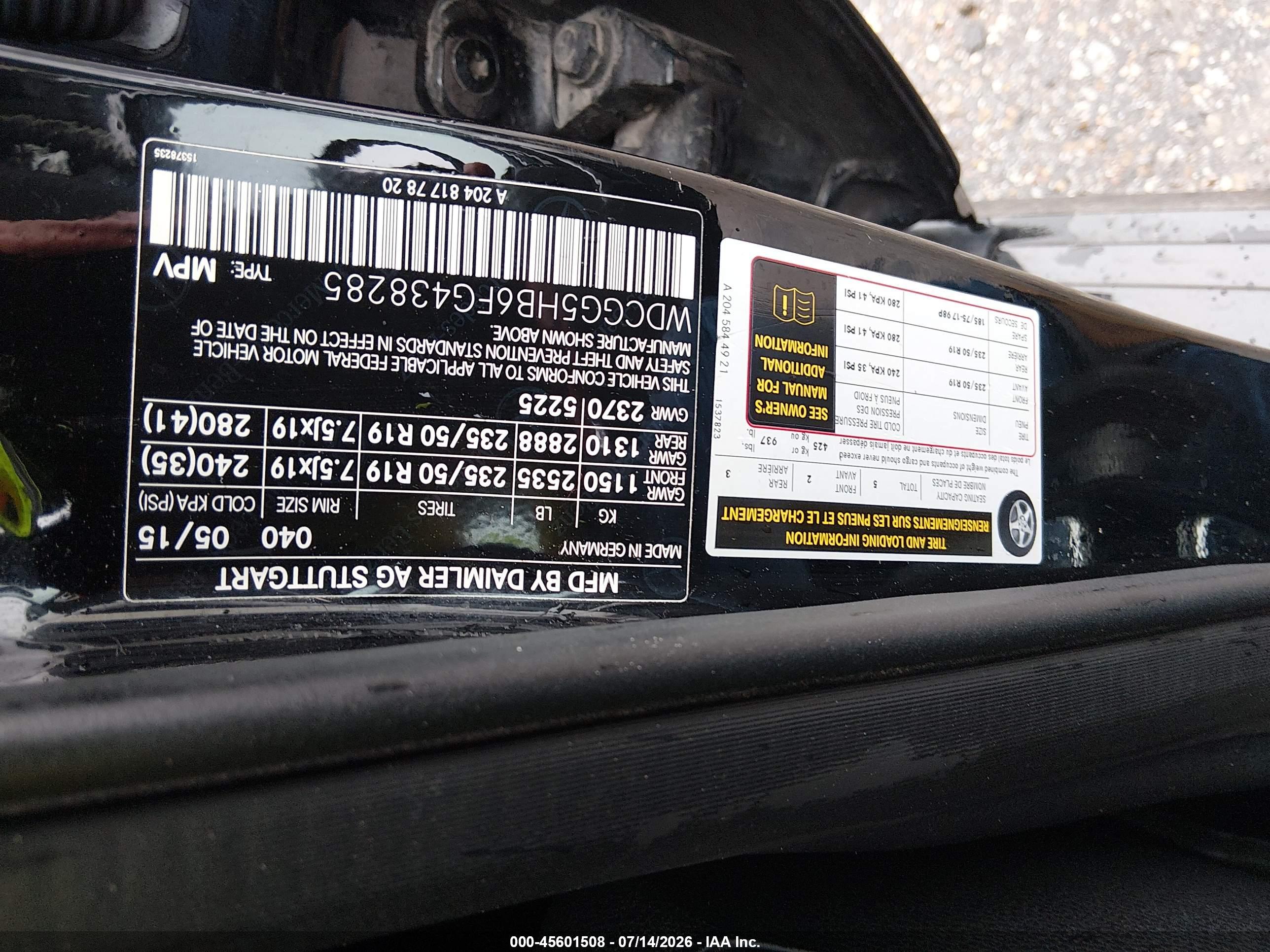 2015 MERCEDES-BENZ GLK 350 GLK350