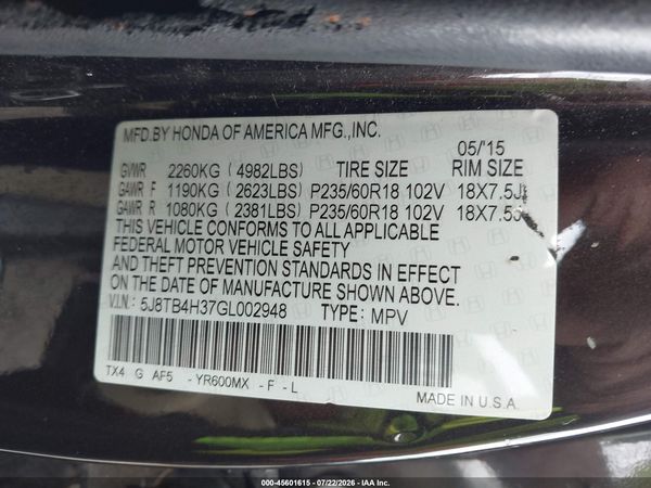 2016 ACURA RDX ACURAWATCH PLUS PACKAGE