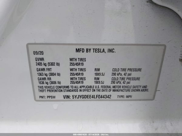 2020 TESLA MODEL Y