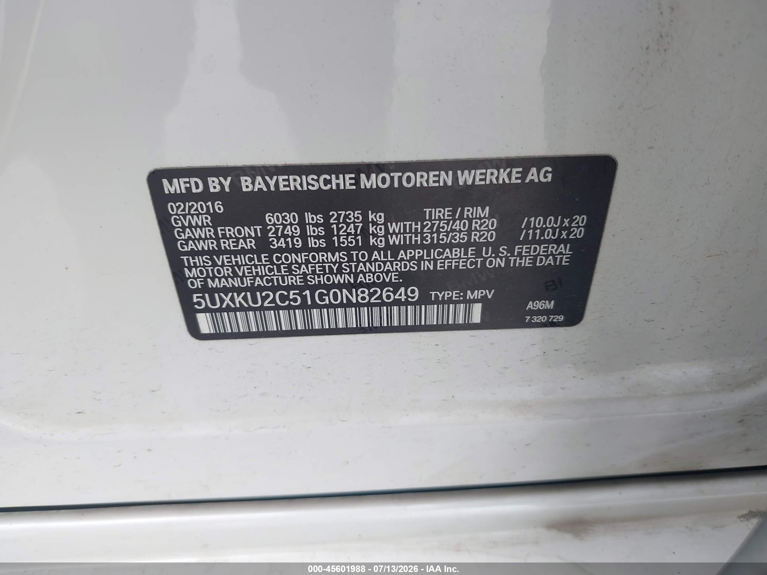 2016 BMW X6 XDRIVE35I
