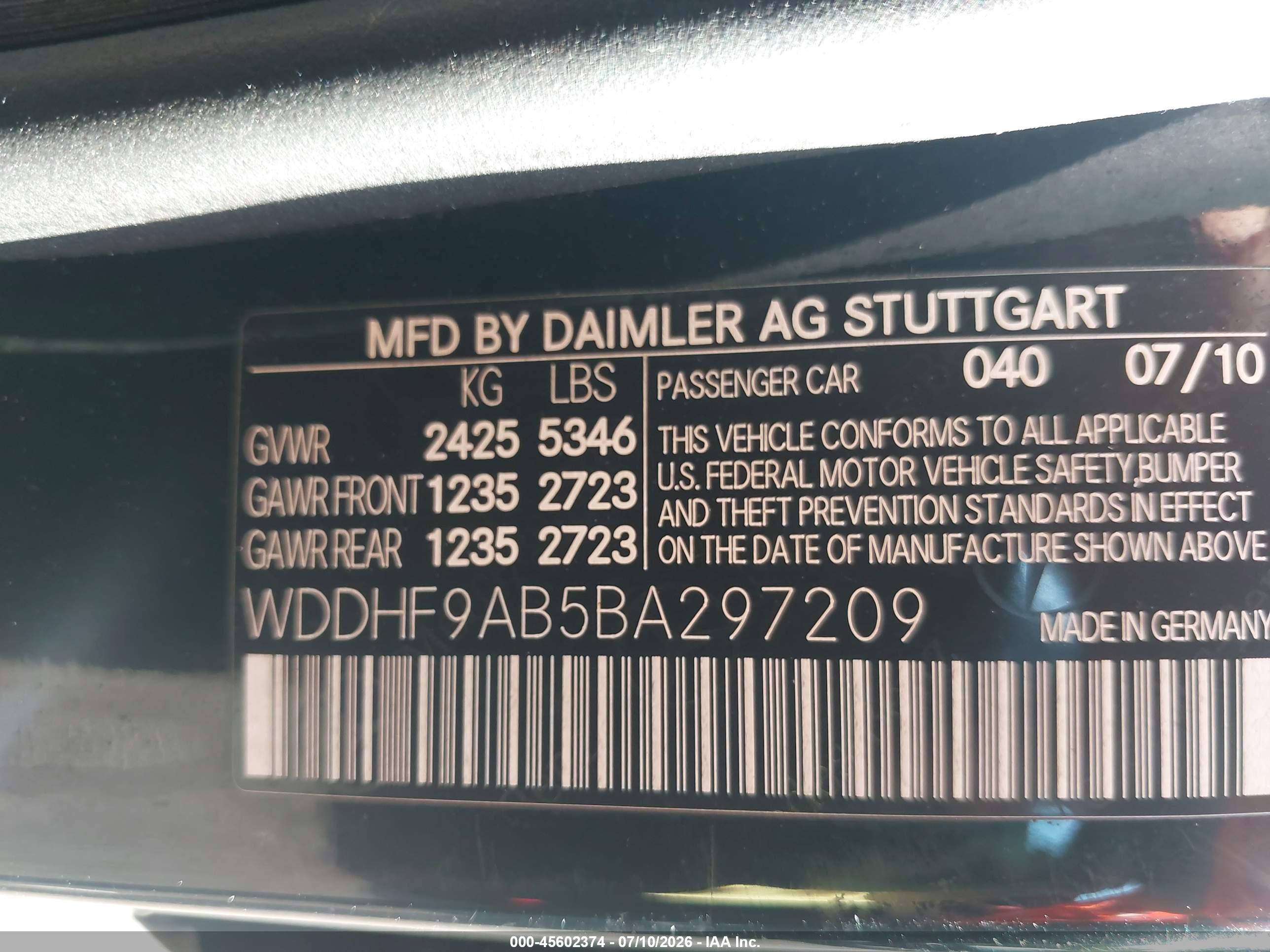 2011 MERCEDES-BENZ E 550 E550 4-MATIC