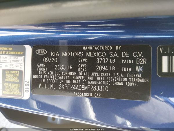 2021 KIA FORTE LXS