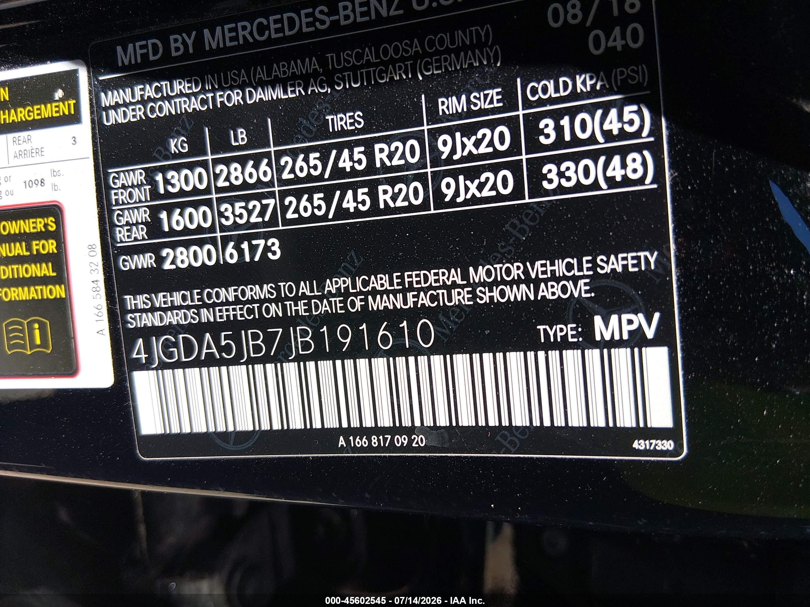 2018 MERCEDES-BENZ GLE 350 GLE350