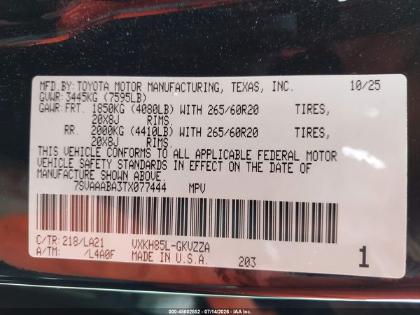 2026 TOYOTA SEQUOIA PLATINUM