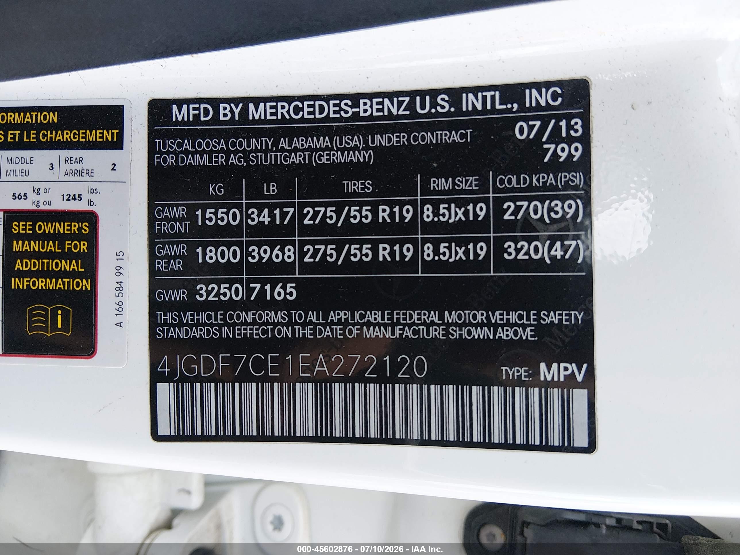 2014 MERCEDES-BENZ GL 450 GL450 4MATIC