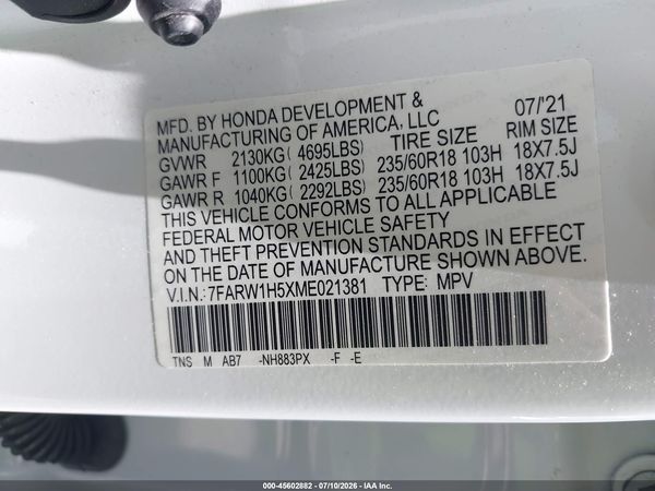 2021 HONDA CR-V 2WD EX
