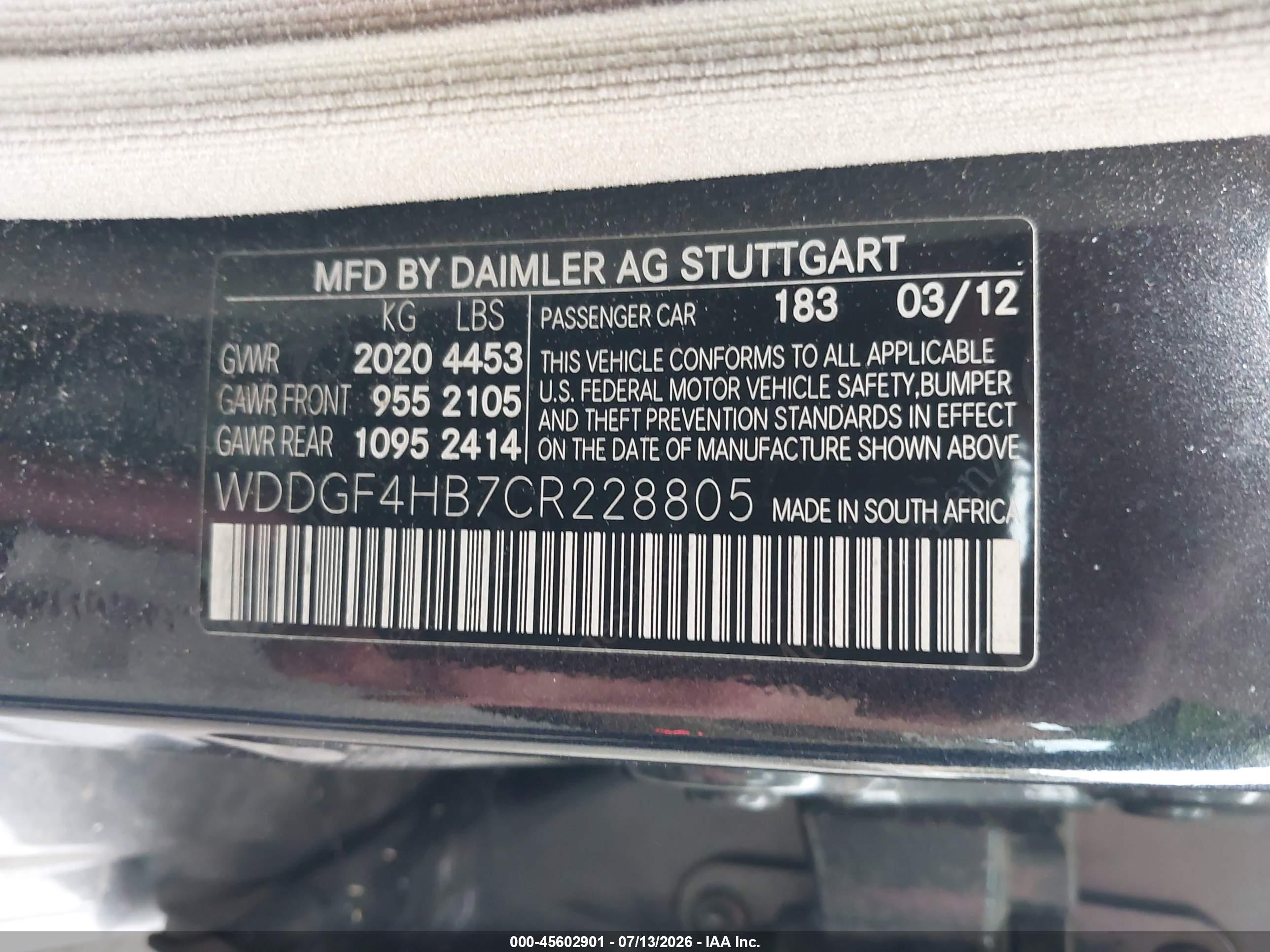 2012 MERCEDES-BENZ C 250 SPORT