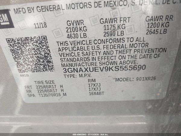 2019 CHEVROLET EQUINOX LT — I9