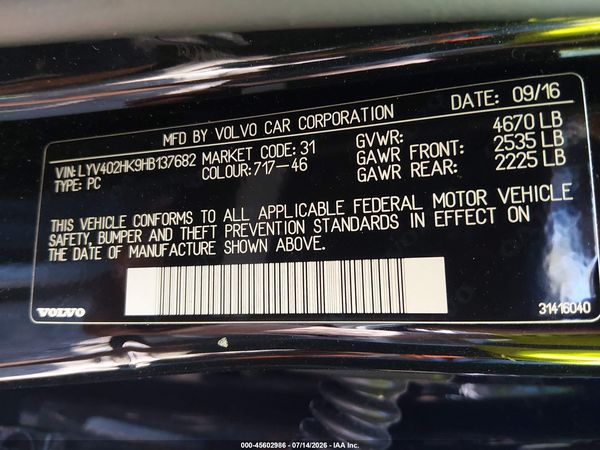 2017 VOLVO S60 INSCRIPTION T5