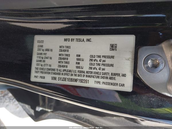 2022 TESLA MODEL 3
