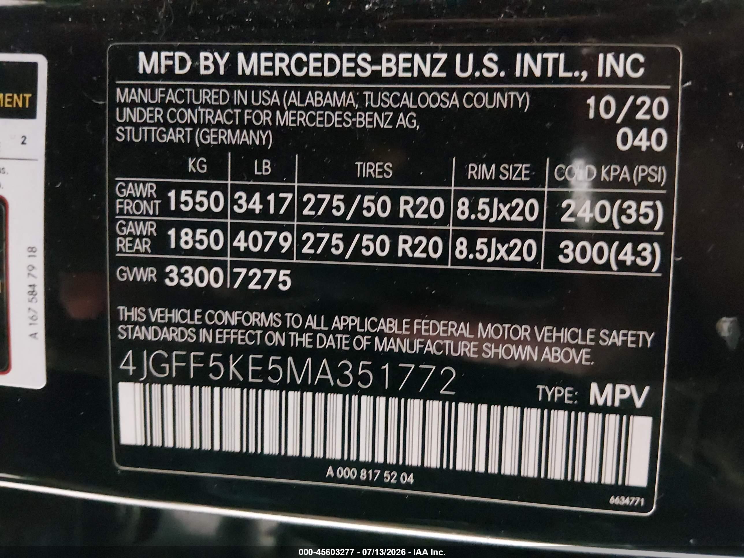 2021 MERCEDES-BENZ GLS 450 4MATIC