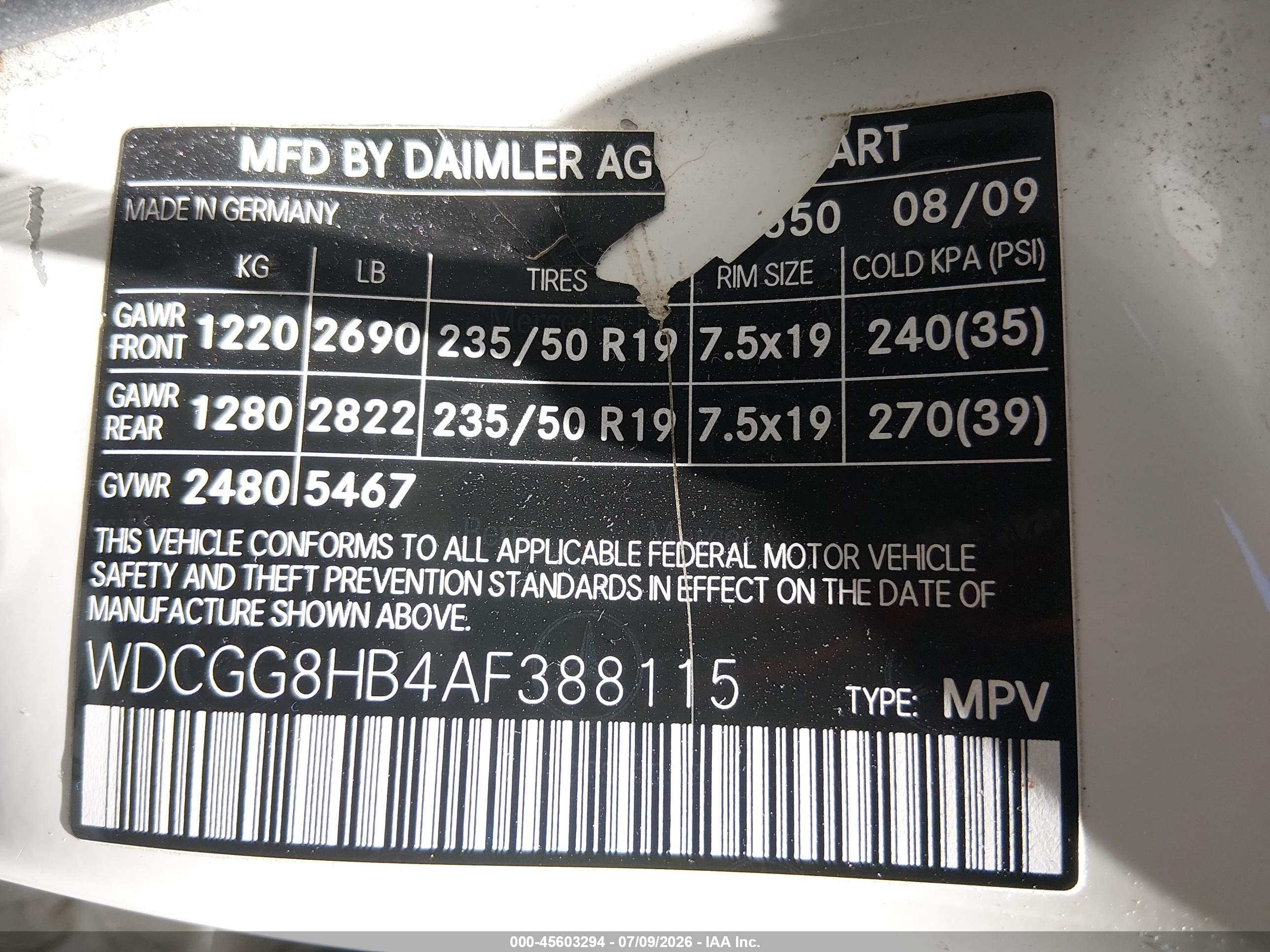 2010 MERCEDES-BENZ GLK 350 GLK350 4-MATIC