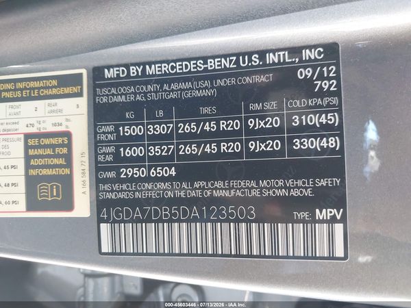 2013 MERCEDES-BENZ ML 550 4MATIC