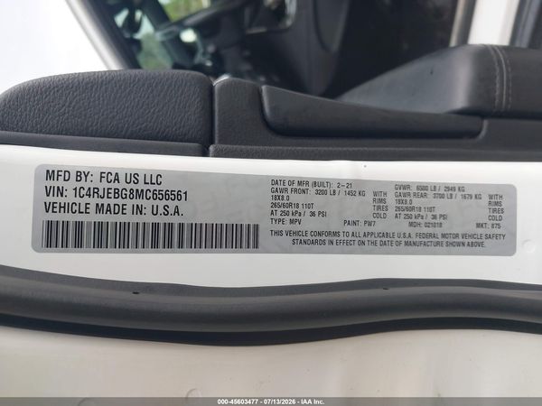 2021 JEEP GRAND CHEROKEE LIMITED 4X2