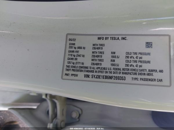 2022 TESLA MODEL 3