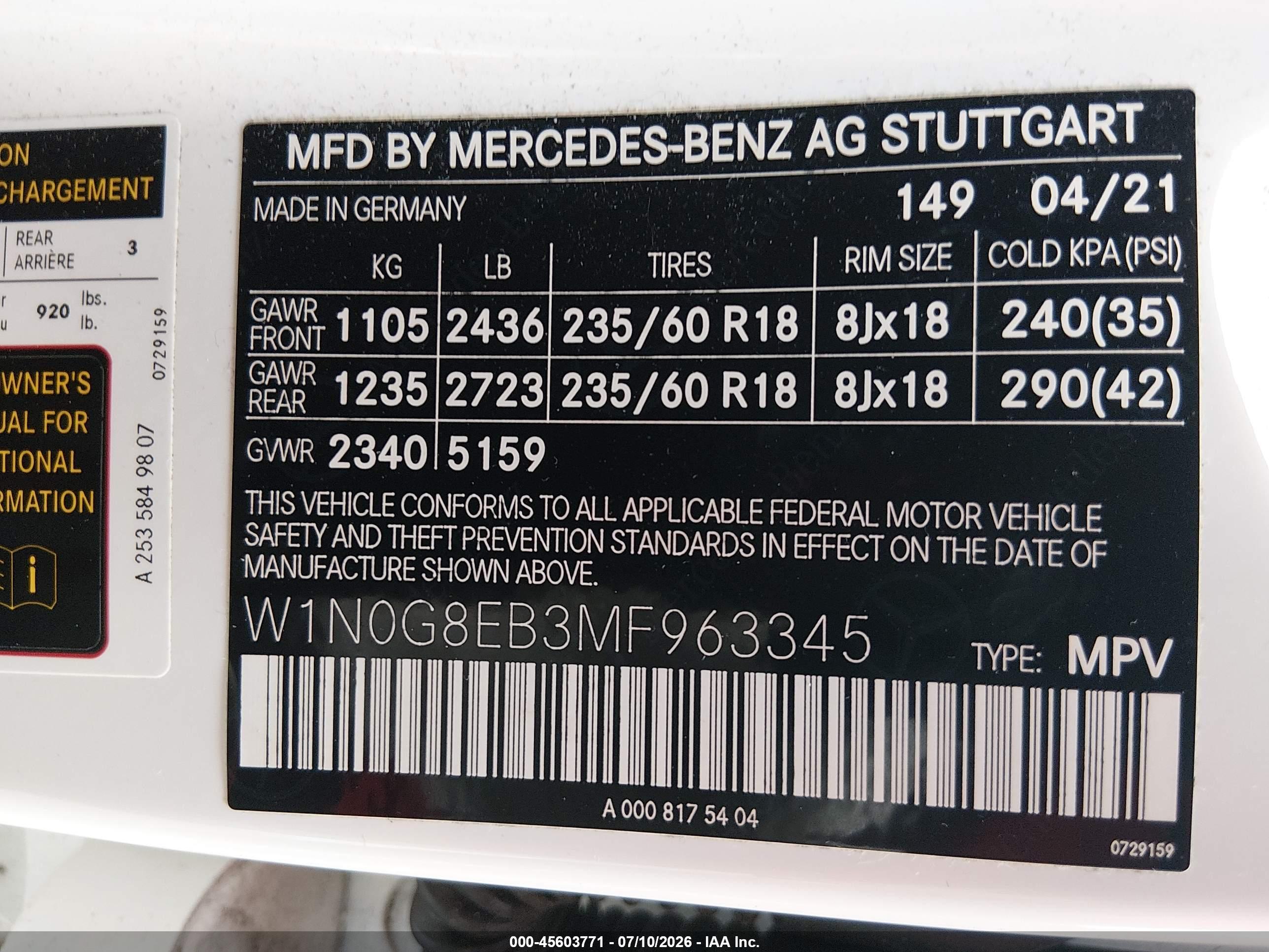 2021 MERCEDES-BENZ GLC 300 4MATIC SUV
