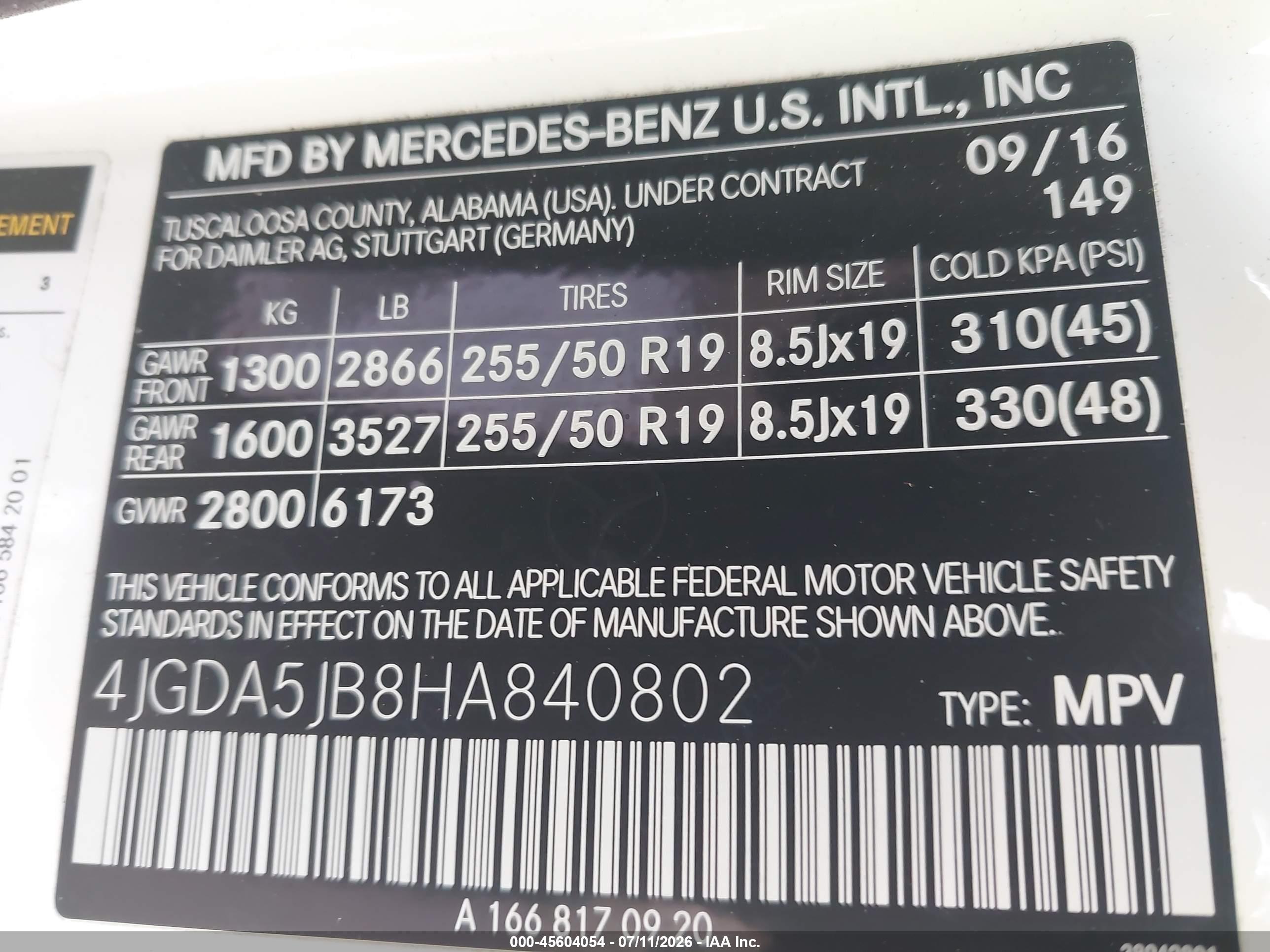 2017 MERCEDES-BENZ GLE 350 GLE350