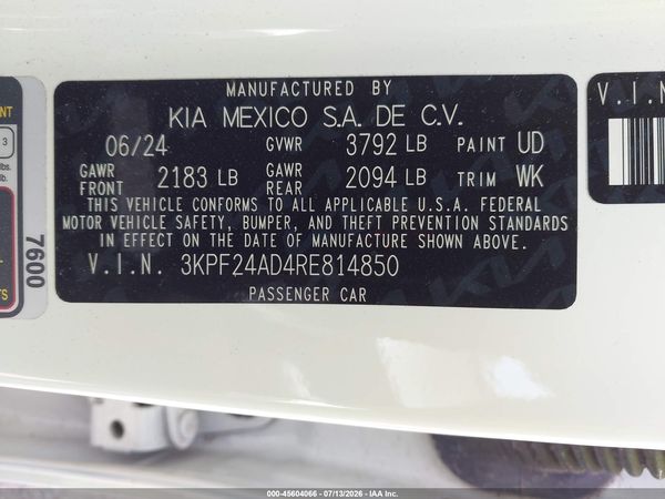 2024 KIA FORTE LX