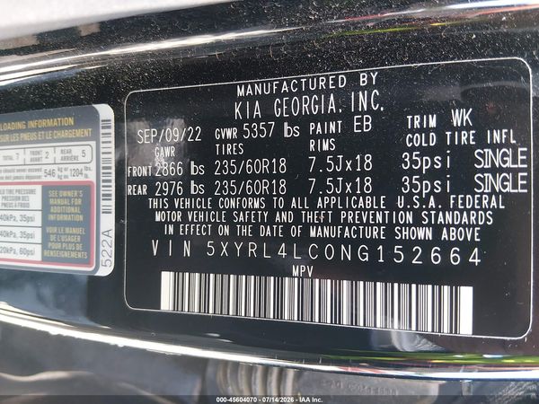 2022 KIA SORENTO S