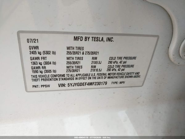 2021 TESLA MODEL Y
