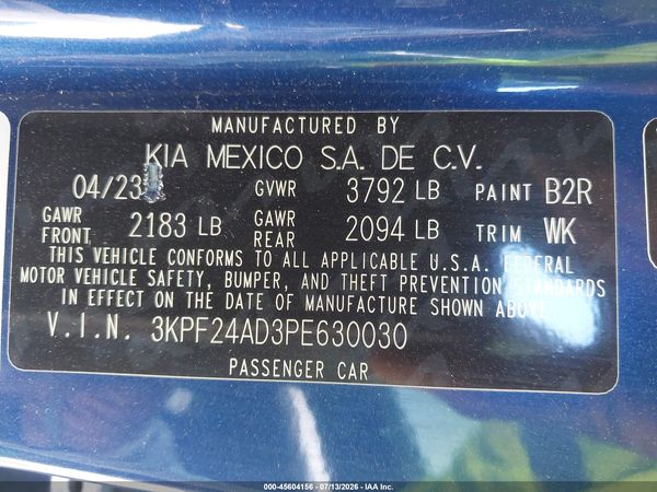 2023 KIA FORTE LXS