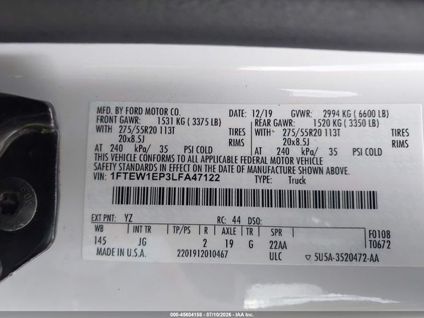 2020 FORD F-150 XL