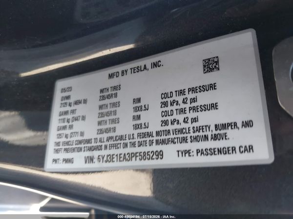 2023 TESLA MODEL 3 REAR-WHEEL DRIVE
