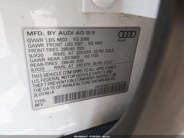 2017 AUDI Q7 3.0T PREMIUM