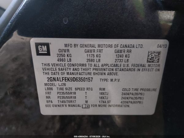 2013 CHEVROLET EQUINOX LTZ — I9