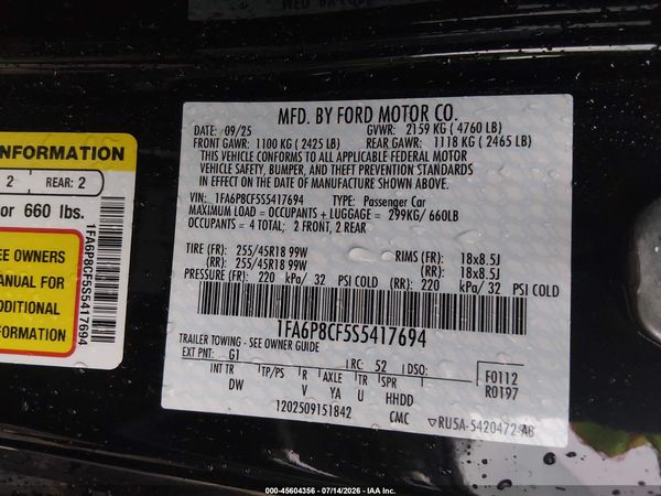 2025 FORD MUSTANG GT FASTBACK
