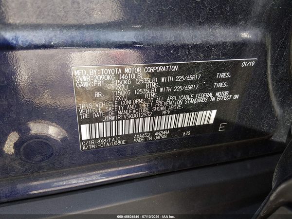 2019 TOYOTA RAV4 XLE