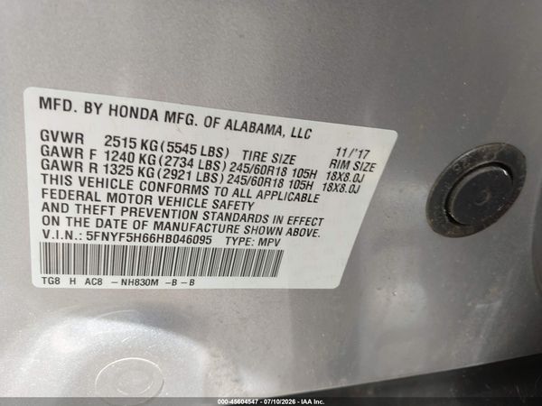 2017 HONDA PILOT EX-L