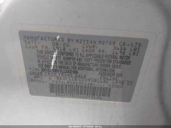 2020 NISSAN KICKS S XTRONIC CVT