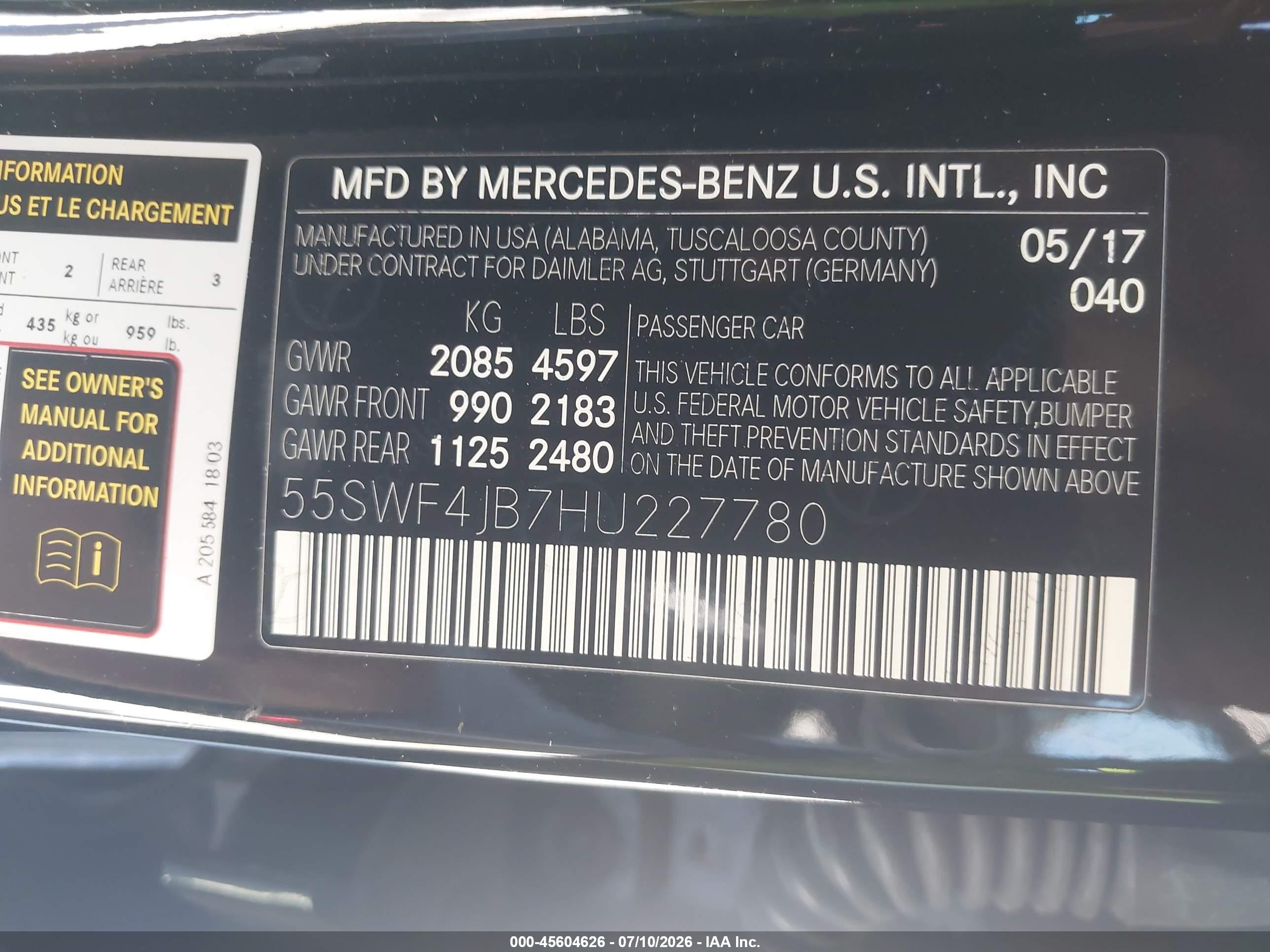 2017 MERCEDES-BENZ C 300 C300