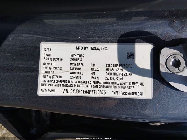 2023 TESLA MODEL 3 REAR-WHEEL DRIVE