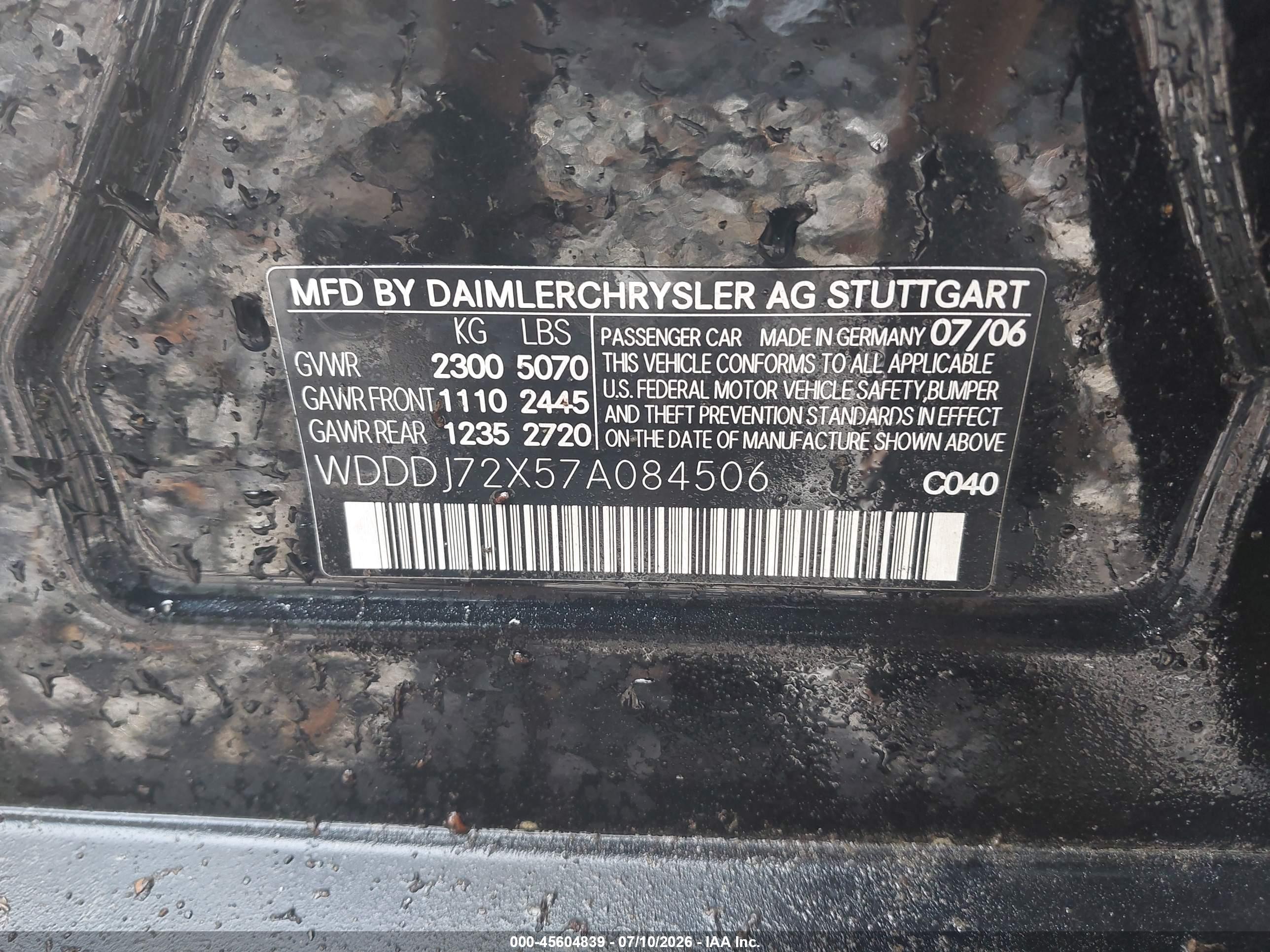 2007 MERCEDES-BENZ CLS 550 CLS550