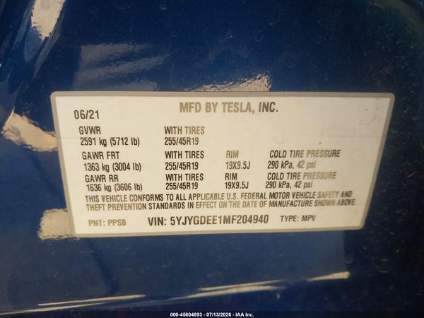 2021 TESLA MODEL Y
