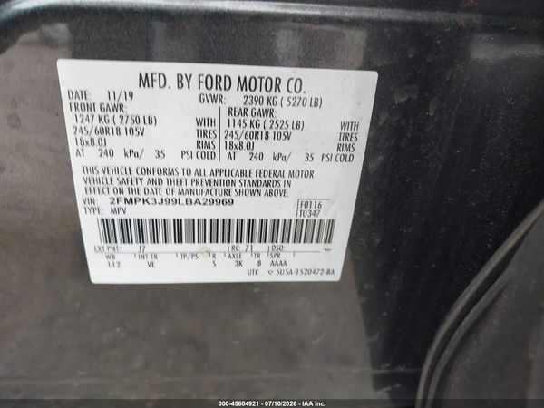2020 FORD EDGE SEL — I9